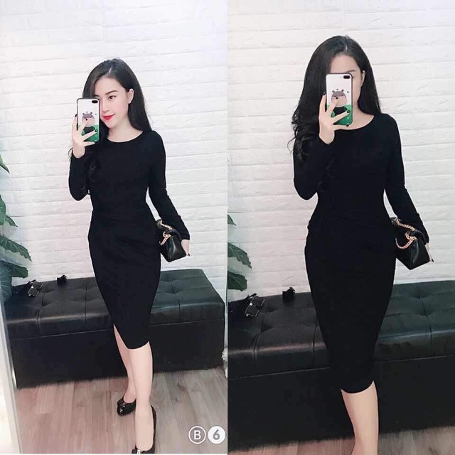 Váy xoắn eo dài tay hàng Thái 100% | BigBuy360 - bigbuy360.vn