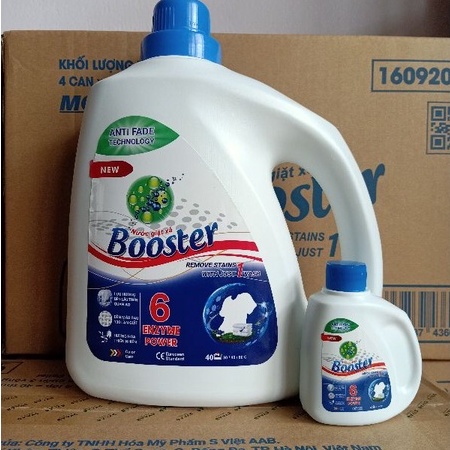 Nước giặt xả Booster loại can 3.7 kg chính hãng tặng kèm chai nhỏ