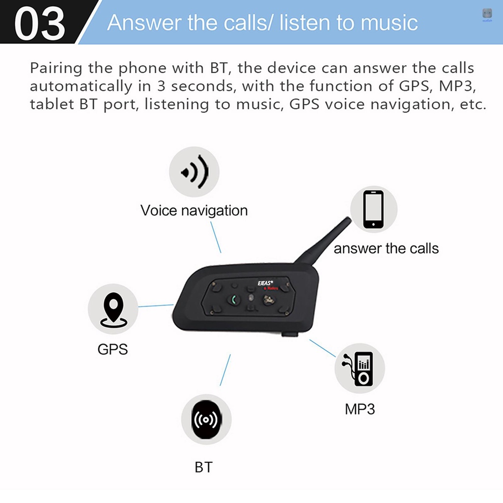 Bộ Đàm Liên Lạc EJEAS V6 Pro 1200M Gắn Mũ Bảo Hiểm Xe Mô Tô