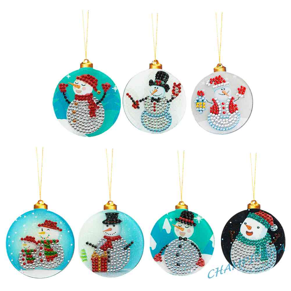 ✿Bộ 7 Mặt Dây Chuyền Hình Người Tuyết Bằng Acrylic DIY