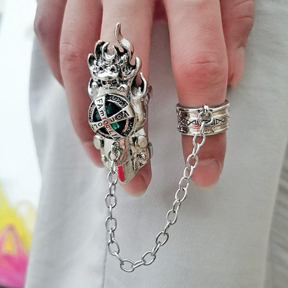 Nhẫn Dây Xích Đôi Họa Tiết Hoạt Hình Phong Cách Hip hop|Nhẫn Nam Hóa Trang Nhân Vật Hoạt Hình