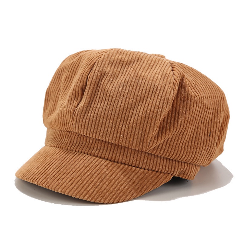 Mũ beret vải nhung kẻ phong cách Anh Quốc retro thời trang dành cho nữ