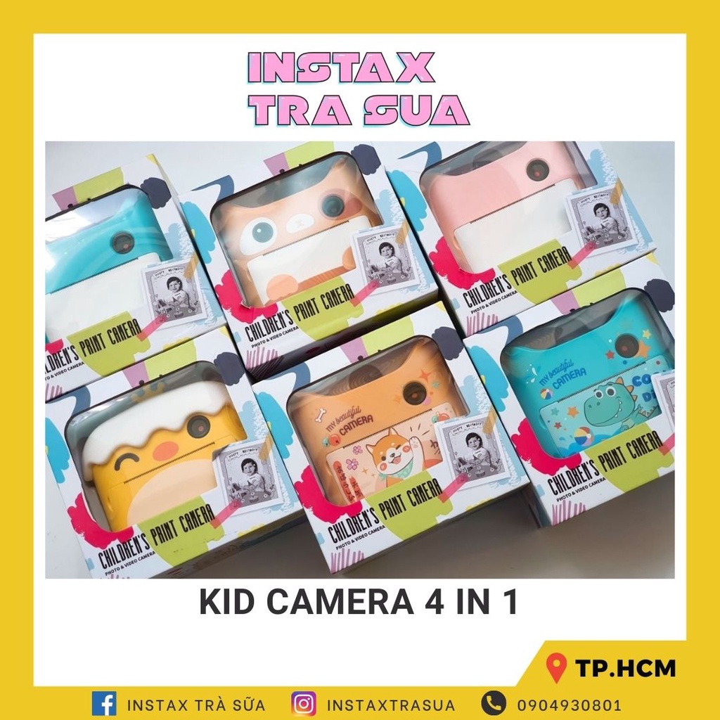 Máy chụp ảnh lấy ngay Kids Camera kèm giấy in ảnh và thẻ nhớ - 4 in 1 kết nối wifi, quay video, chụp ảnh, in ảnh