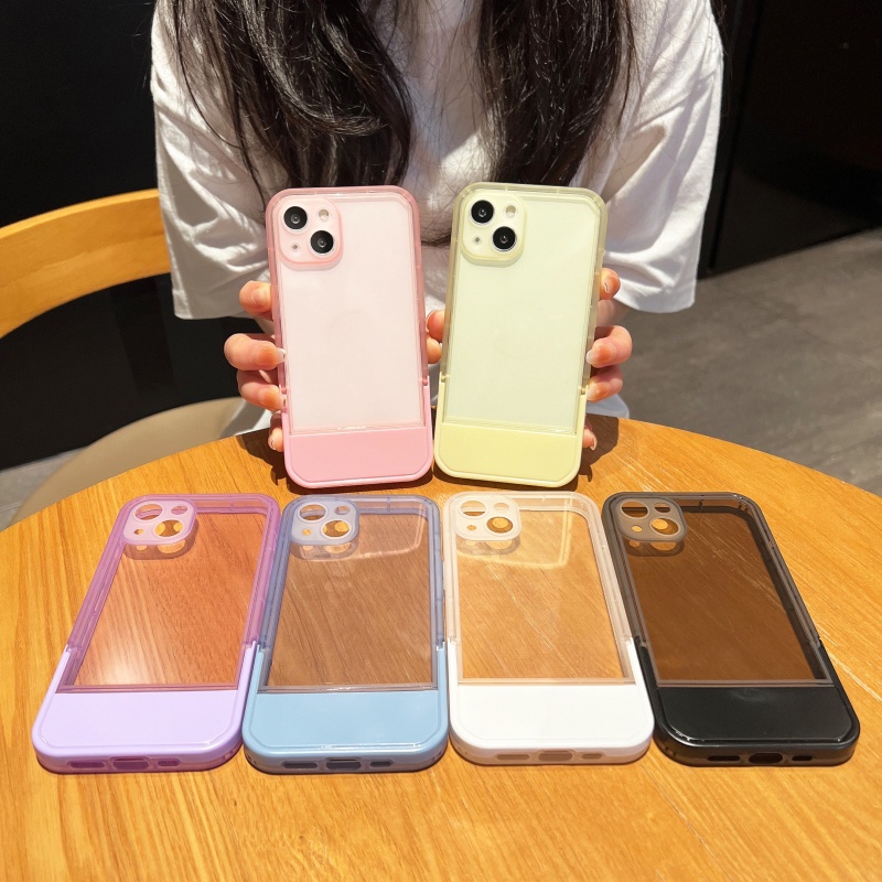 Ốp Điện Thoại Mềm Trong Suốt Chống Sốc Có Giá Đứng Cho iPhone 14 13 12 11 Pro Max XS XR X 8 7 Plus + SE 2020