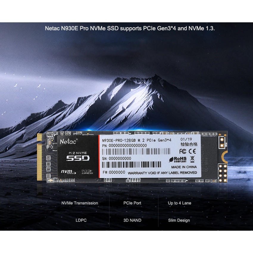 SSD Netac 128GB M.2 2280 NVMe PCIe N930E Pro Gen3*4 Chính Hãng Dùng Cho Laptop PC - Bảo hành 36 tháng 1 đổi 1 | WebRaoVat - webraovat.net.vn