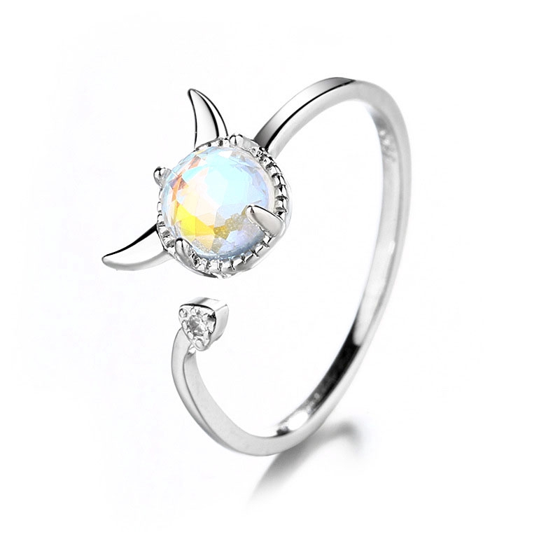 Nhẫn đính quý Moonstone Devil dễ thương chỉnh được cho nữ