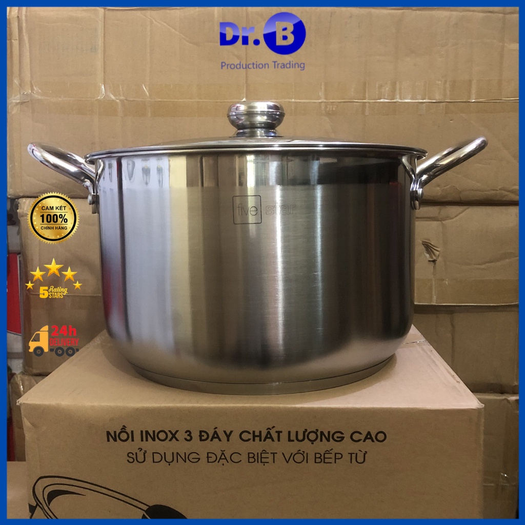 Nồi inox - GiaDungDrb, nồi luộc gà 3 đáy đk 30cm fivestar chính hãng