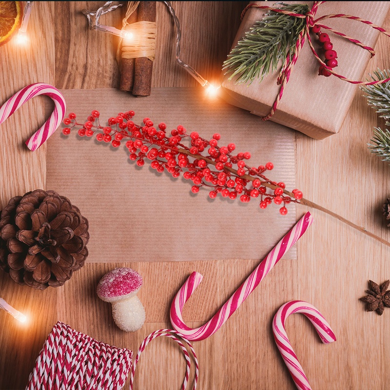 Nhánh cây berry đỏ nhân tạo DIY trang trí nhà cửa/ tiệc cưới/ năm mới