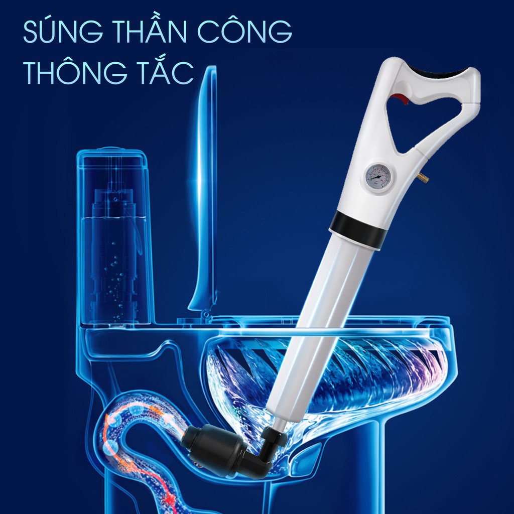 Súng Thông Tắc Bồn Cầu, Bồn Rửa Chén, Dụng Cụ Thông Cống, Bồn Rửa Mặt, Áp Suất Nén Tới 8kg Tiện Lợi Nhanh Chóng - Monaco