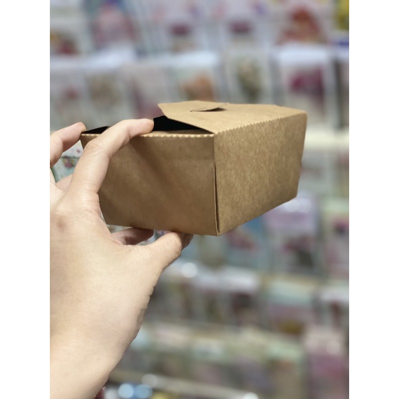 50 cái hộp giấy Kraft nâu nắp gài móc chéo dùng để đựng bánh đựng đồ ăn có nhiều size để lựa chọn