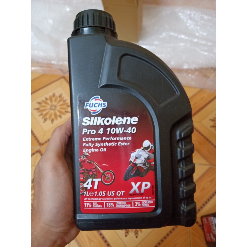 1L2 Nhớt Fuchs Silkolene 10w40 Pro 4 (xe số xe máy côn tay phân khối lớn pkl ly hợp ướt Châu Âu )