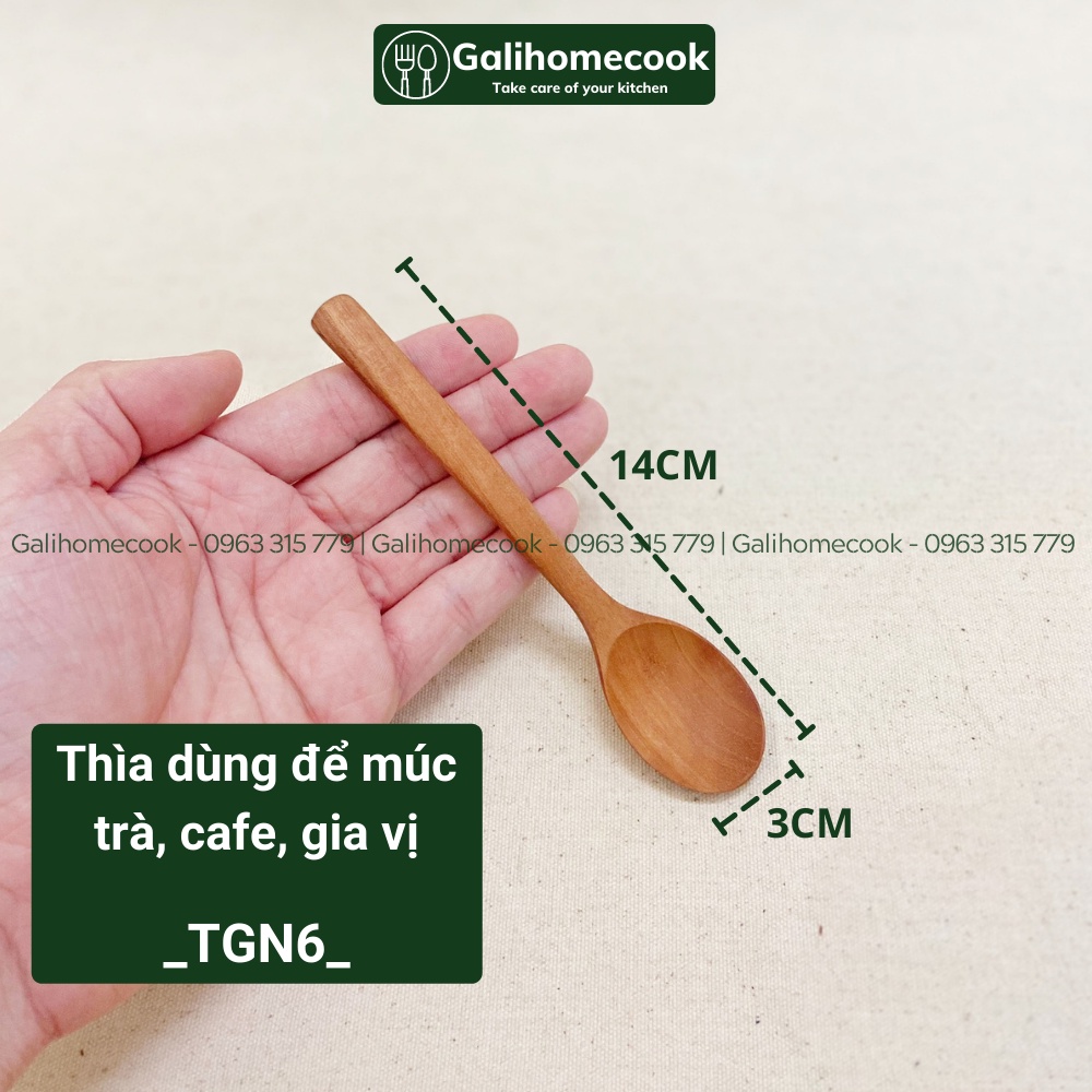 Thìa gỗ múc Gia vị - Thìa gỗ múc Trà, Cà Phê (cafe) -  Decor chụp bàn ăn | Galihomecook TGN-6-7-8