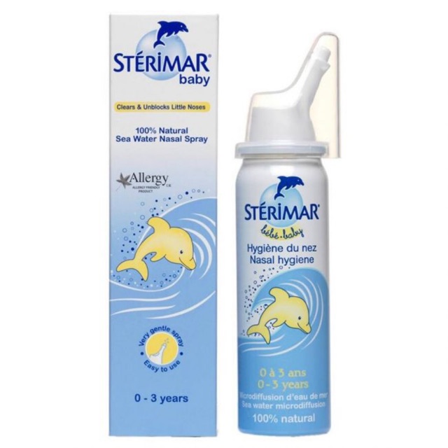 Xịt muối biển đẳng trương dành cho bé 0-3 tuổi Sterimar baby isotonic 50ml