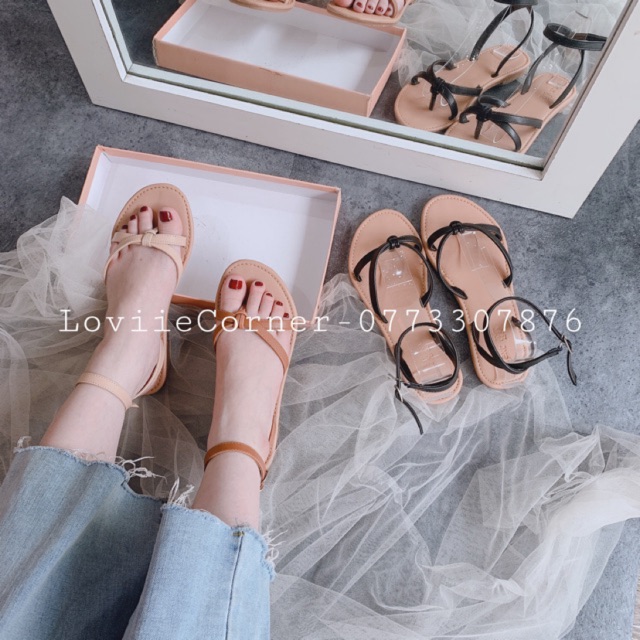 SANDAL RỌ LOVIIE CORNER - GIÀY QUAI HẬU DÂY DA ĐAN THỜI TRANG - DÉP NỮ MŨI TRÒN ĐẾ BỆT 1CM S210707