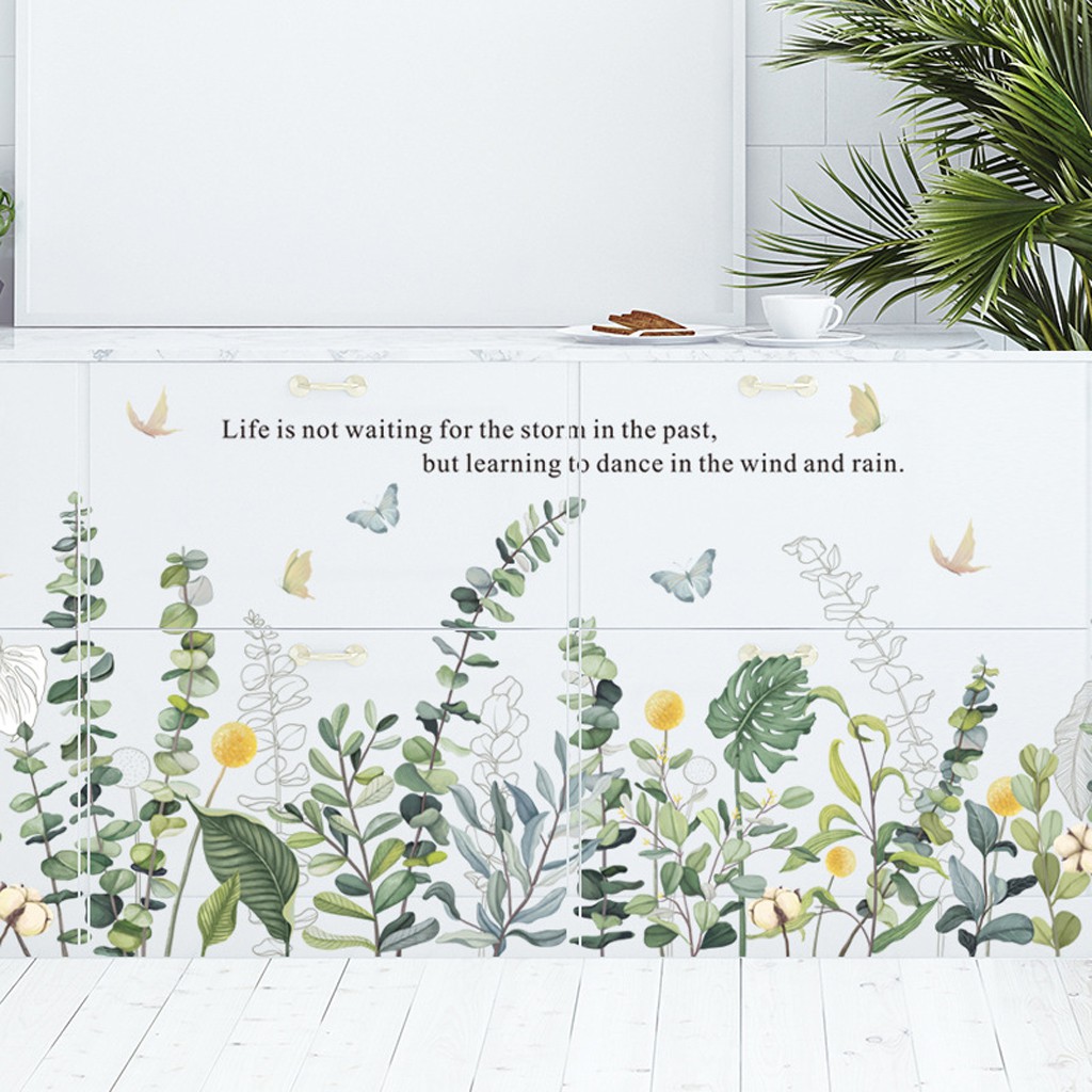 Decal dán tường cao cấp, tranh dán tường nhiều mẫu, độc, đẹp mẫu Dàn hoa lá BH09