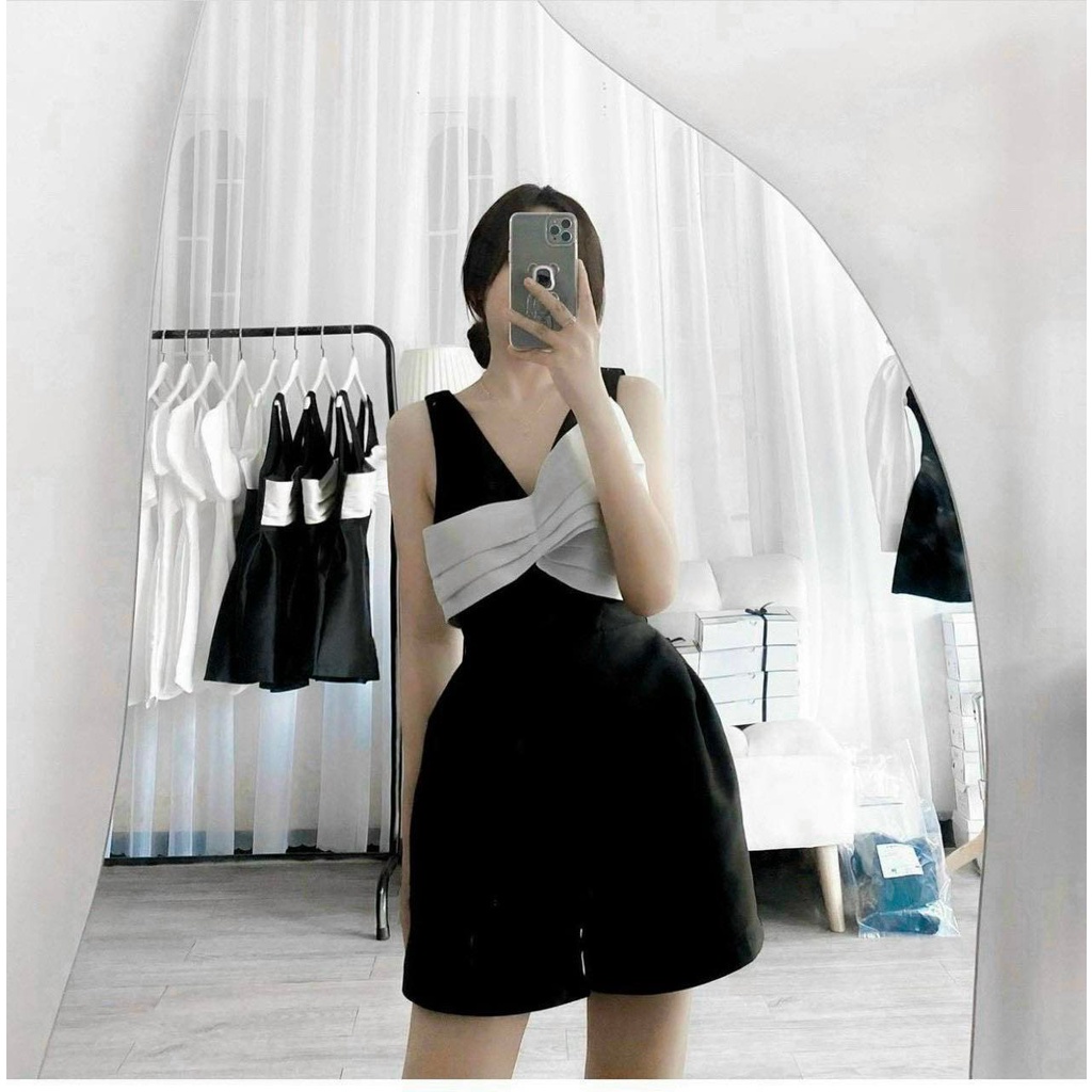 Jumsuit Lụa Satin Ngắn Phối Nơ Xếp Ly Có Sẵn Mút Ngực Nhiều Màu Hottrend - Jumsuit Gợi Cảm Đáng Yêu Mẫu Mới