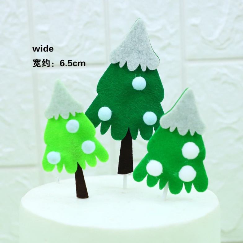 trang trí giáng sinh bánh kem [FREESHIP] cây trang trí bánh chất liệu vải xốp siêu đẹp