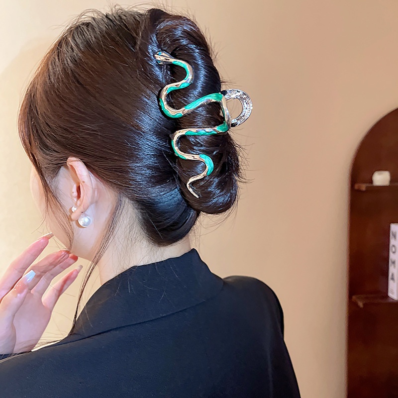 Kẹp Tóc Càng Cua Dày Kiểu Bất Đối Xứng Họa Tiết Da Rắn Thời Trang