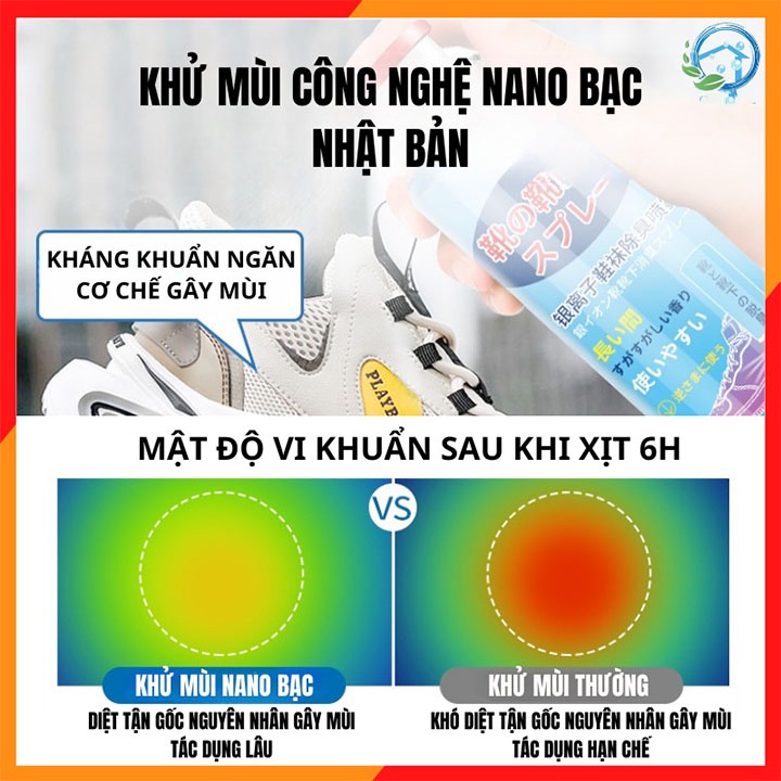 Chai xịt hôi chân Nhật bình sịt hôi chân khử mùi giày công nghệ Nano Bạc mùi dịu nhẹ 260ml đánh bay mùi hôi dép chân tủ