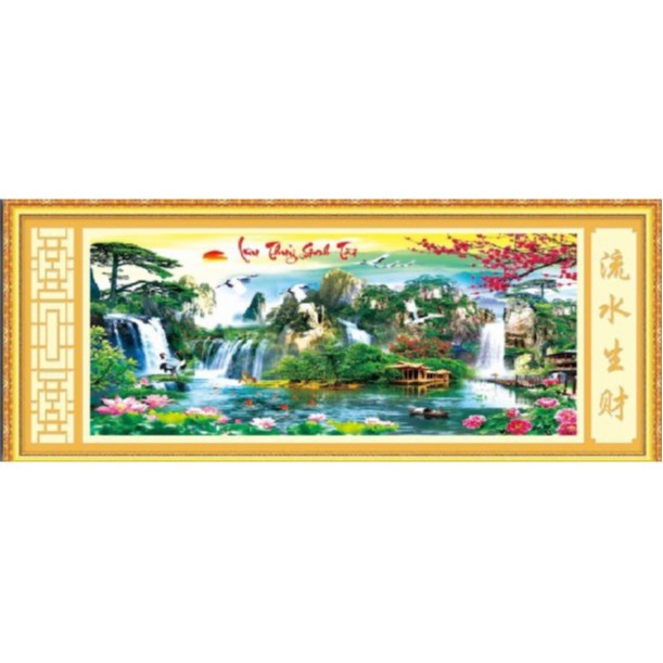 Tranh thêu chữ thập Phong cảnh Lưu thủy sinh tài MN0043 ( 150x71) MN0044 (