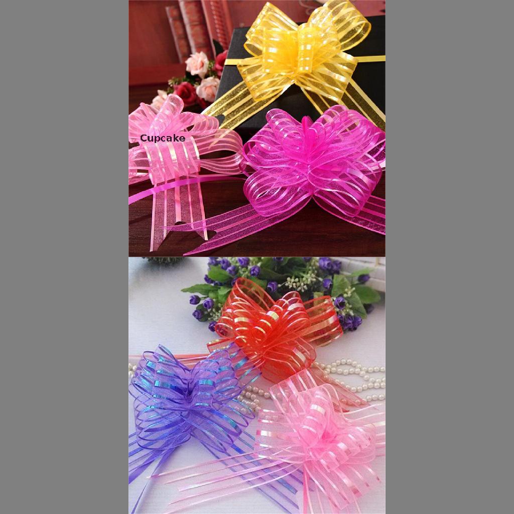 Cupcake 10pcs Organza Yarn Pull Bows Ribbons Wedding Party Flower Decor Gift Wraps
 VN