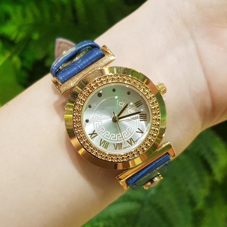 Đồng Hồ Nữ Vesac Dây Da Mặt Viền Vàng Sang Trọng Nhiều Màu Đen Đỏ Trắng Xanh Nâu - Tony Watch 68