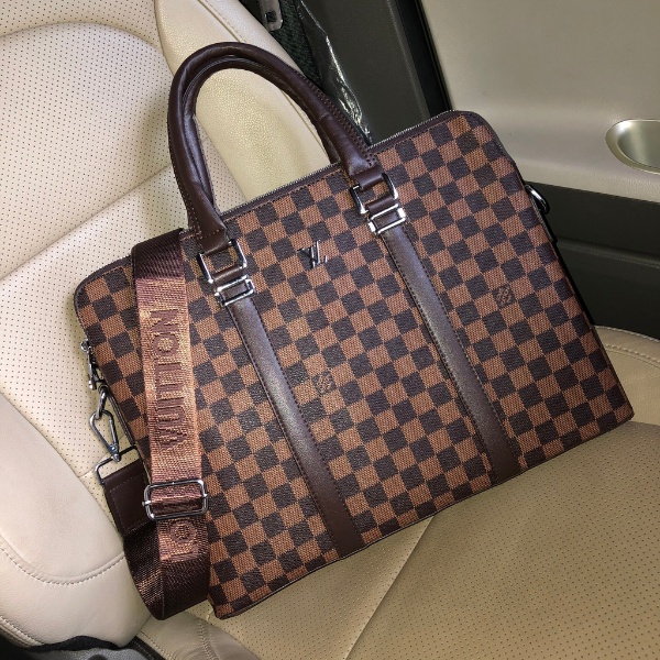 Cặp Da LV kẻ Ô Cao Cấp Đựng Laptop Tài Liệu Công sở đi làm