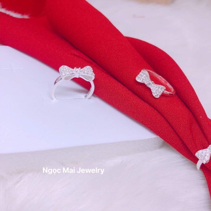 Nhẫn nơ bạc ta dáng nơ phồng xinh xắn đẹp mê ly - Ngọc Mai Jewelry