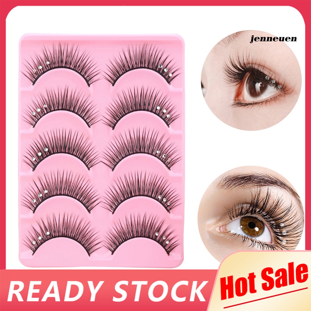 Set 5 Cặp Lông Mi Giả Đính Đá Lấp Lánh Trang Điểm Sân Khấu