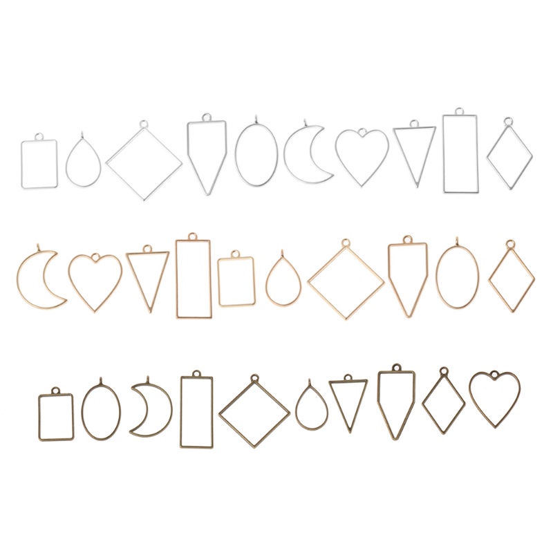 Khung Kim Loại Mini Hình Học Màu Vàng Đồng / Bạc Cài Đặt Vòng Tay Resin UV DIY