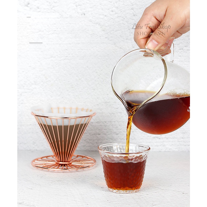 Phễu pha cà phê V60 pour over drip cafe giấy lọc inox 304 size nhỏ 1-2 người V01