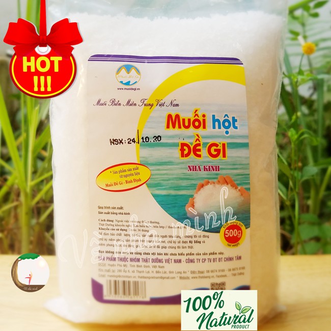 MUỐI HỘT TỰ NHIÊN ĐỀ GI 500G ( Muối biển Bình Định ) sản xuất truyền thống