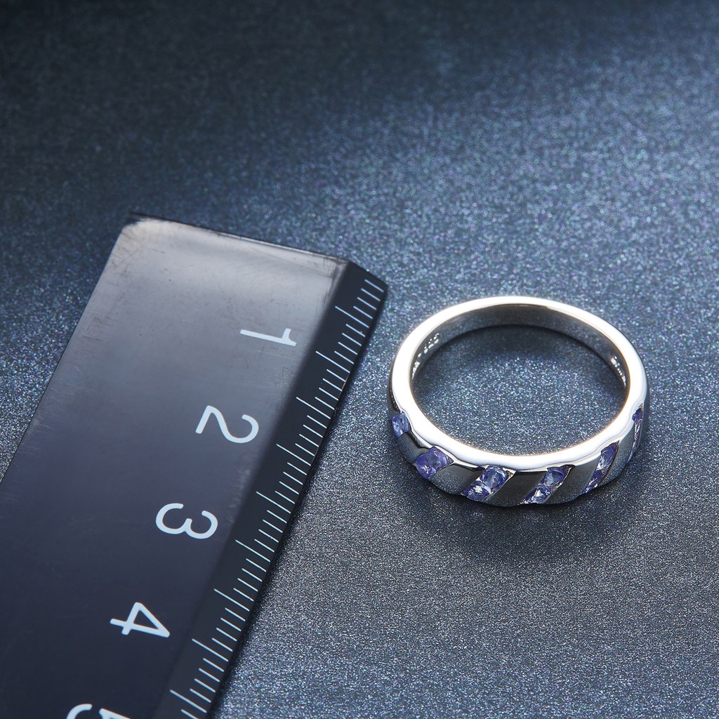 Nhẫn Mạ Bạc 925 Đính Đá Tanzanite Tự Nhiên
