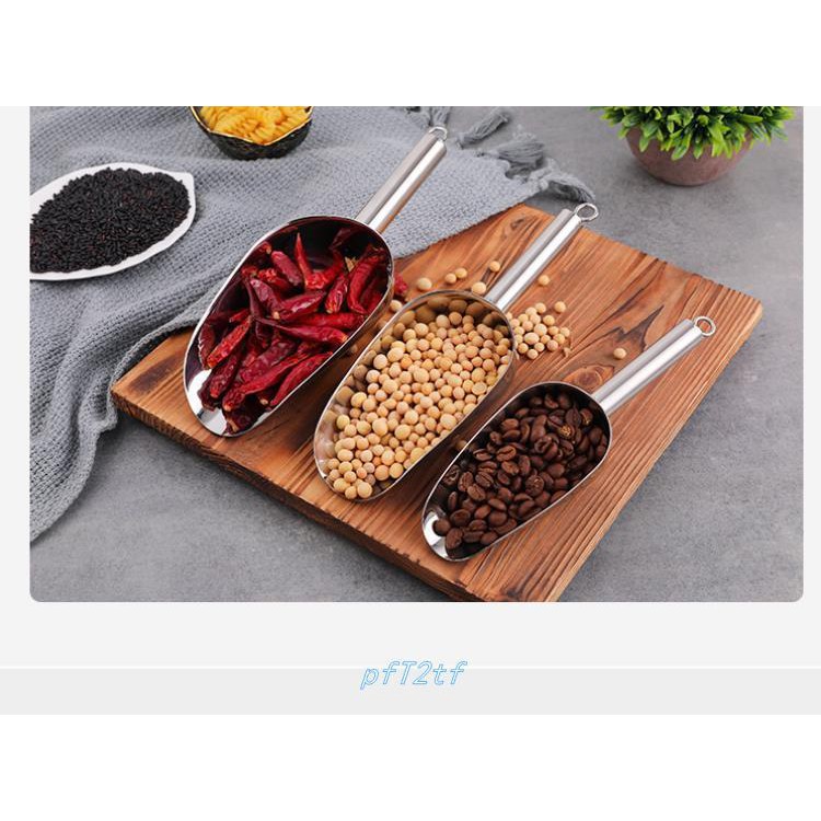 Dụng cụ muỗng Xúc đá bằng inox 304 số 3-4-5-6 cán dày xịn đẹp cao gấp