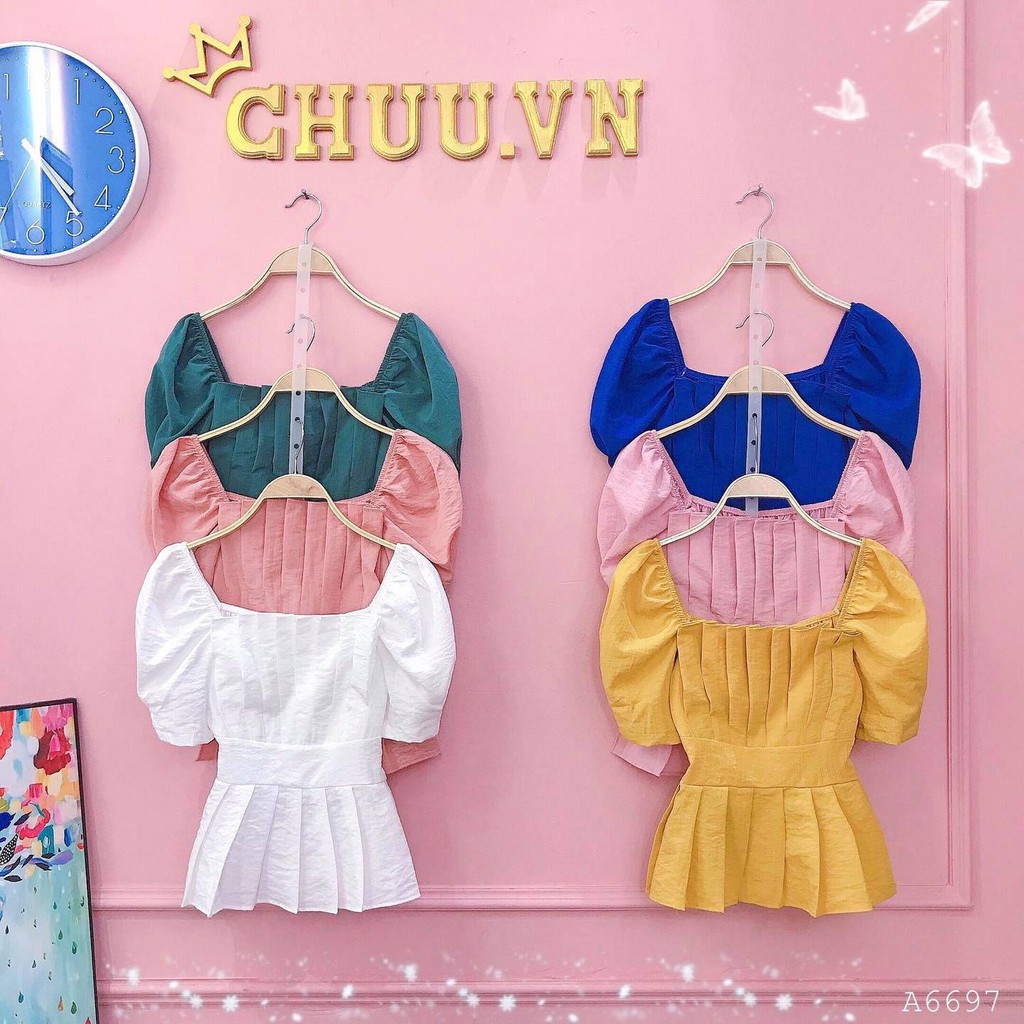 Áo peplum cổ vuông sơ mi tay phồng kiểu che bụng nữ đẹp CHUU A6697 | BigBuy360 - bigbuy360.vn