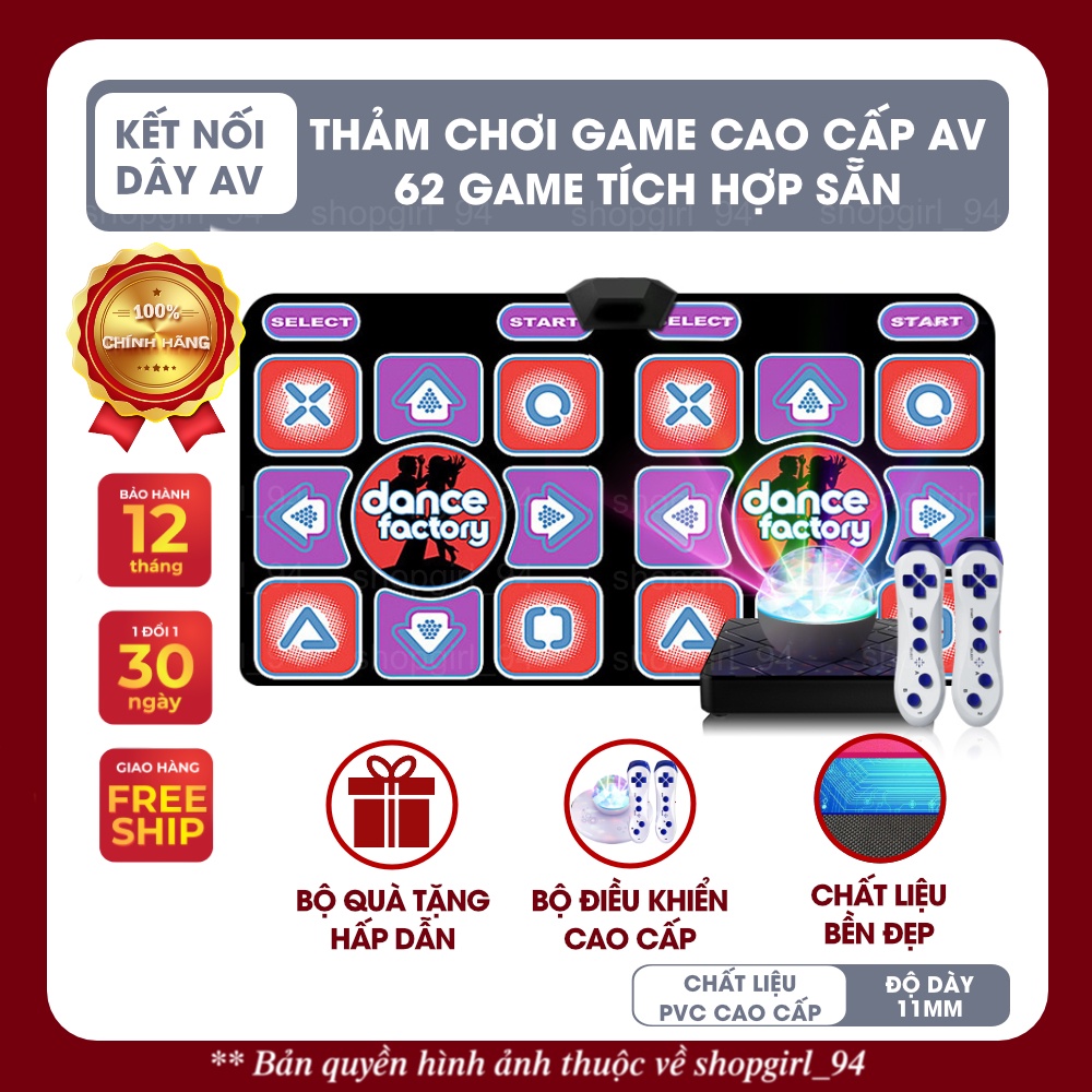 Thảm nhảy audition, thảm nhảy kết nối tivi, kết nối AV, chất liệu PVC dày 11mm chống thấm, chống nước