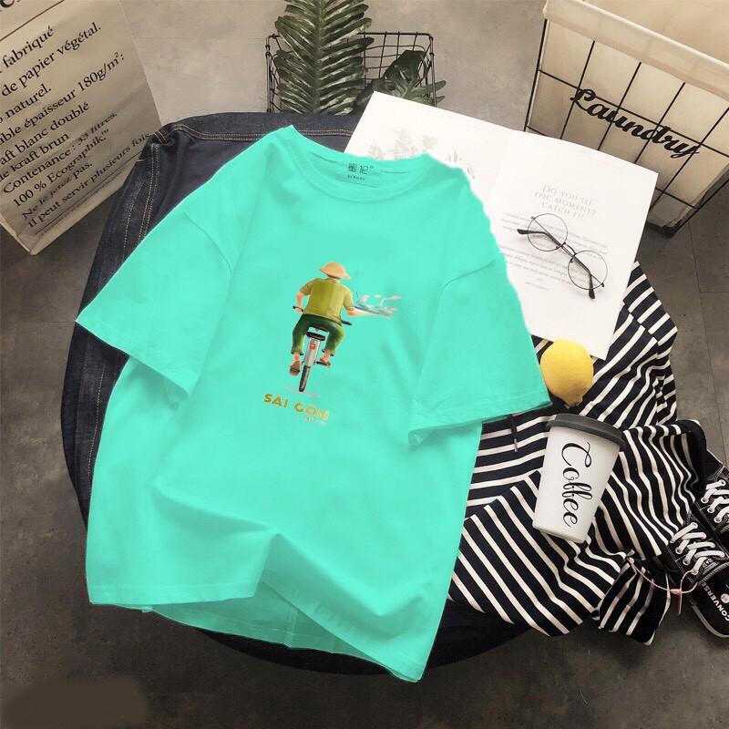 Áo thun Cotton Unisex - Việt Nam - Sài gòn - Bộ thiết kế sài gòn sau lưng: chú bán phở