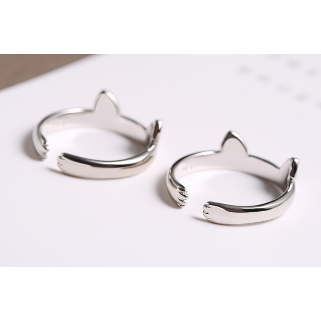 Nhẫn bạc hình tai mèo xinh xắn