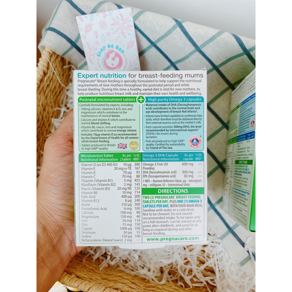 Vitamin BÚ ANH, vitamin tổng hợp Pregnacare Breast Feeding cho mẹ sau sinh 84 viên - UK