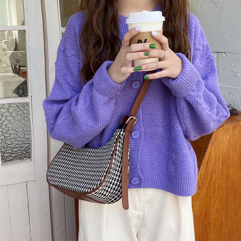 Túi xách đeo chéo họa tiết caro phong cách retro hợp thời trang cho nữ IELGY