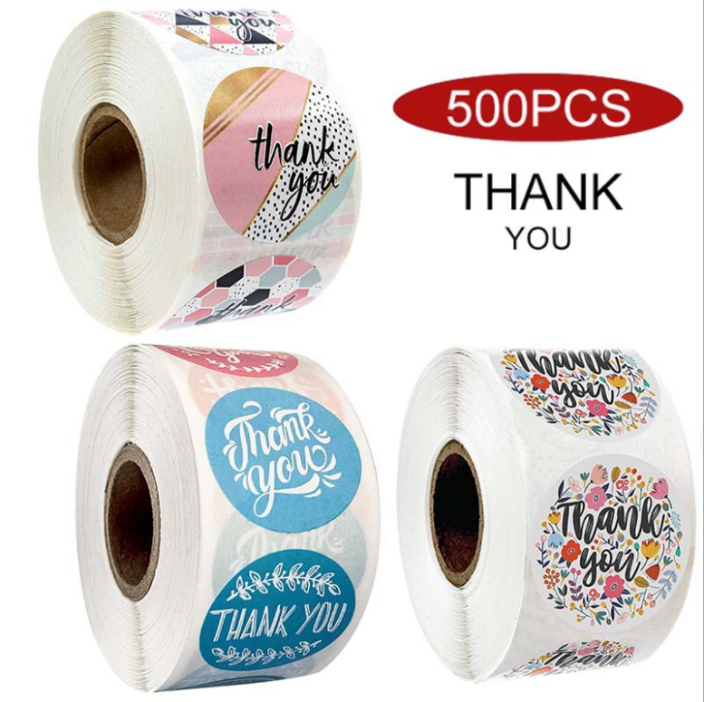 Set 500 hình dán in chữ Thank You trang trí dễ thương