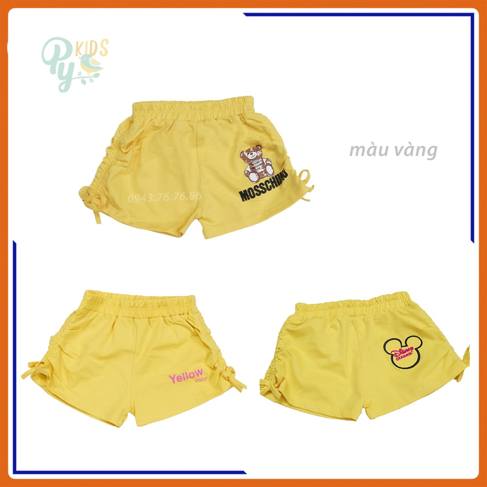 Quần sort cotton cho bé gái từ 5-25kg, nhún 2 bên phối hình mẫu mới 2021