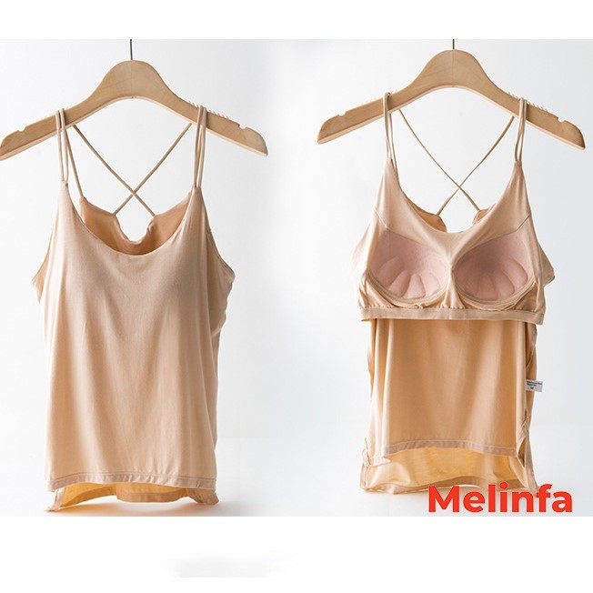 Áo hai dây trơn có mút ngực mặc nhà vải Viscose tự nhiên chéo lưng co giãn tốt thoáng mát mặc mùa hè mã VAA0230
