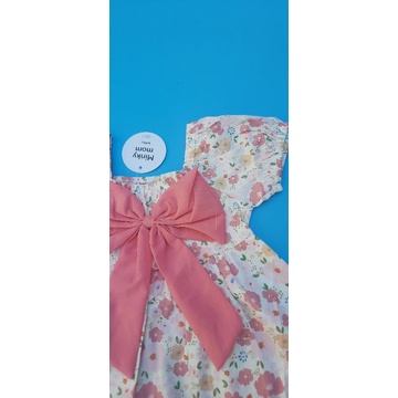 Váy hoa bé gái, đầm bé gái nơ buộc vải thô hoa mềm mại loại 1 size 12-22kg có 5 màu