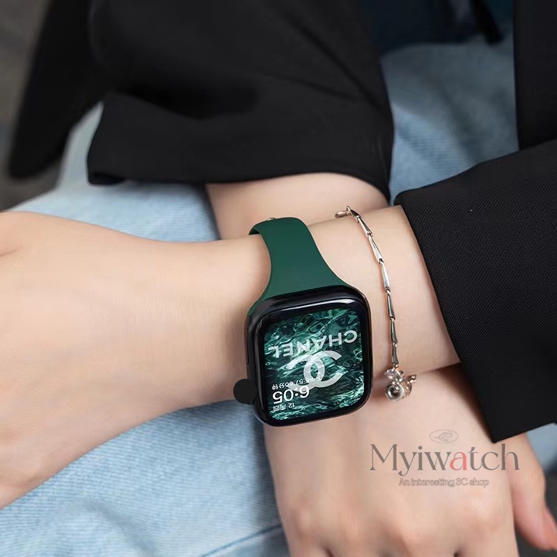 【23 Màu】 Cao Su Mềm Mỏng Màu Kẹo Dây Đeo Chọn Cho iwatch 45mm 41mm 44mm 40mm 38mm 42mm iwatch 8 7 6 5 SE 4 3 2