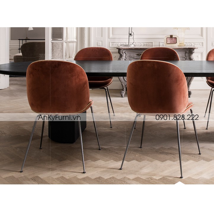 Ghế cafe, ghế ăn nhà hàng cao cấp, ghế chân sắt sơn tĩnh điện nệm bọc bố Beetle Chair - JC-8602