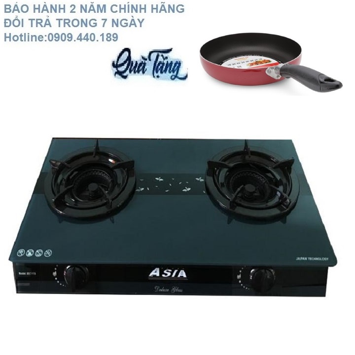 Bếp gas đôi mặt kiếng Asia đầu đốt trong(họng gang xoáy cao cấp)