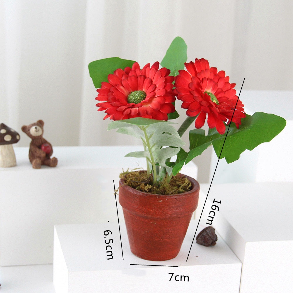 Chậu hoa hướng dương, hoa đồng tiền nhựa để bàn trang trí