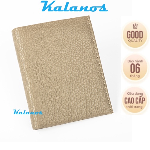 Ví nam/ Bóp nam da bò cao cấp màu xám dáng đứng Kalanos KBN100-Xam, ví da nam rẻ đẹp, bóp ví nam thời trang chính hãng