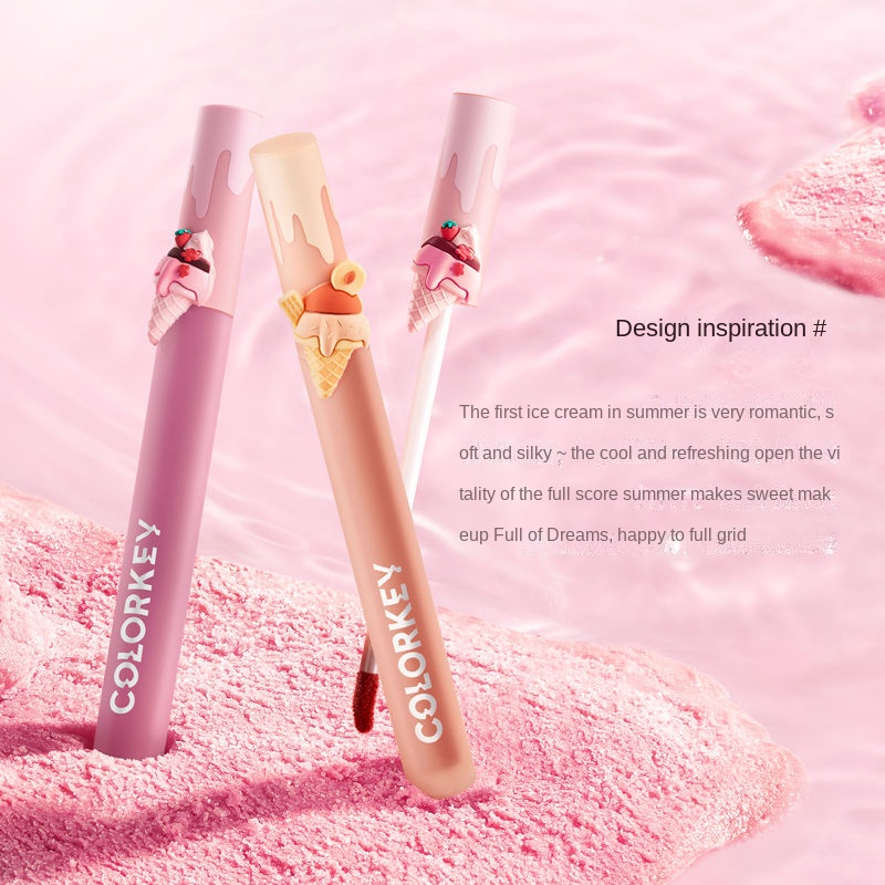 COLORKEY Son Kem Lì Cho Màu Trắng Lì Trang Trí Hình Que Kem Xinh Xắn